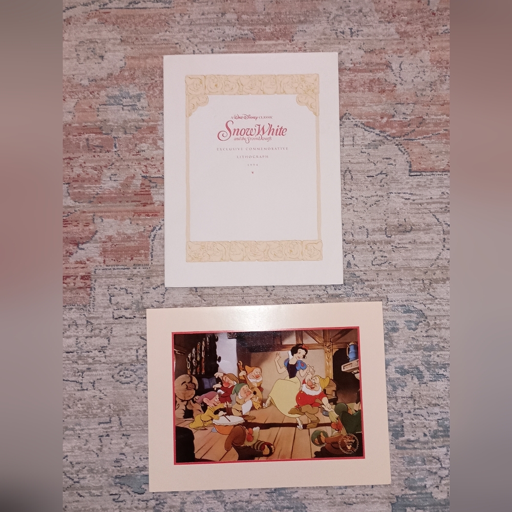 Snow White and the Seven Dwarfs Vtg Commemorative Lithograph